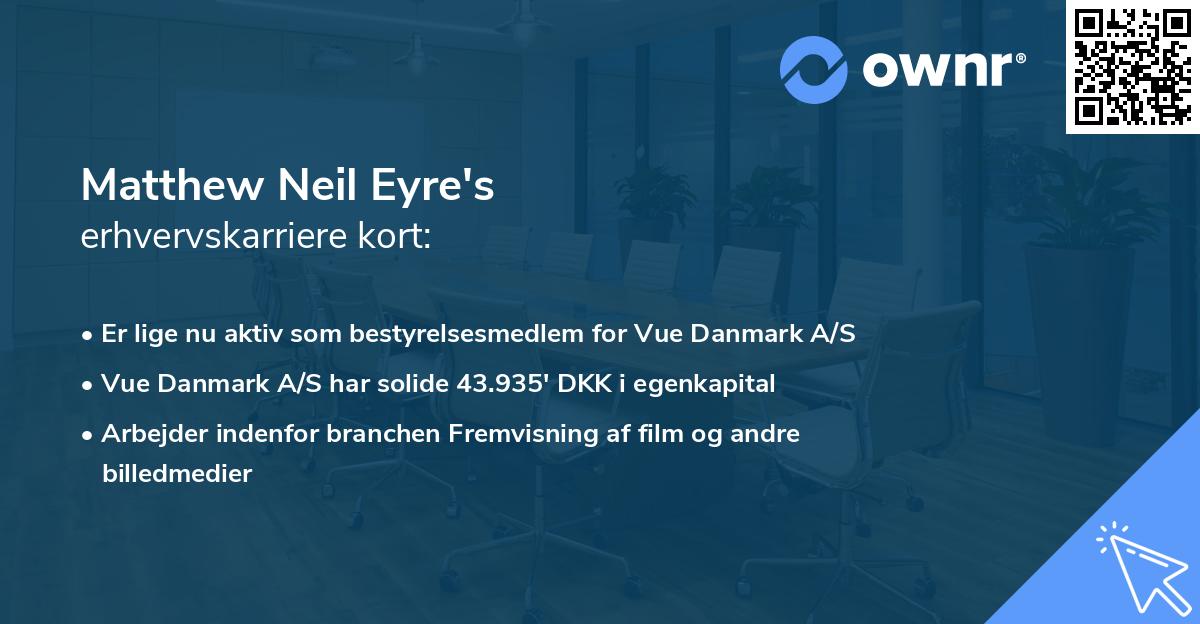 Matthew Neil Eyre's erhvervskarriere kort