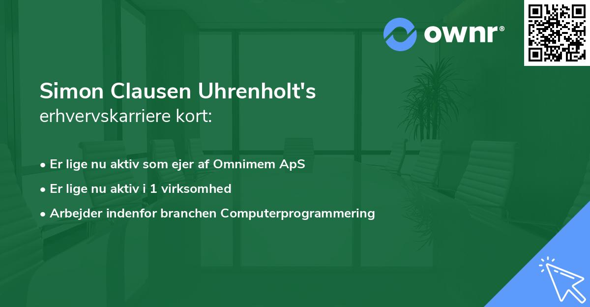 Simon Clausen Uhrenholt's erhvervskarriere kort