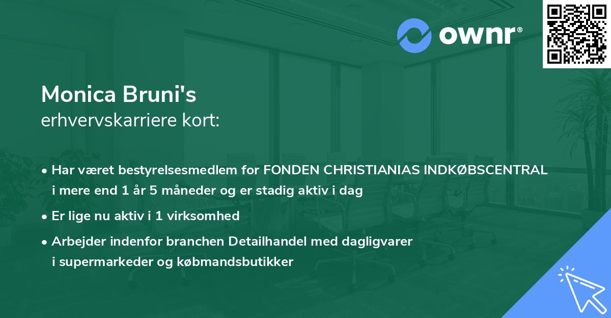 Monica Bruni's erhvervskarriere kort