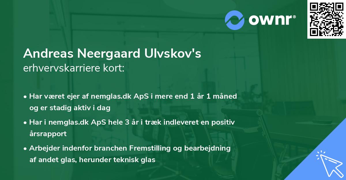 Andreas Neergaard Ulvskov's erhvervskarriere kort