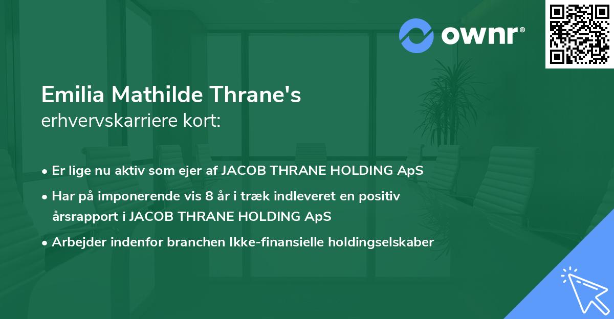 Emilia Mathilde Thrane's erhvervskarriere kort