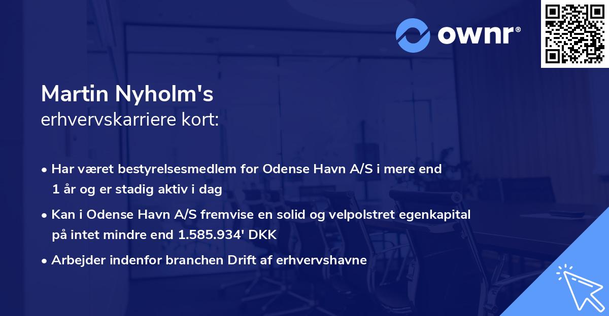 Martin Nyholm's erhvervskarriere kort