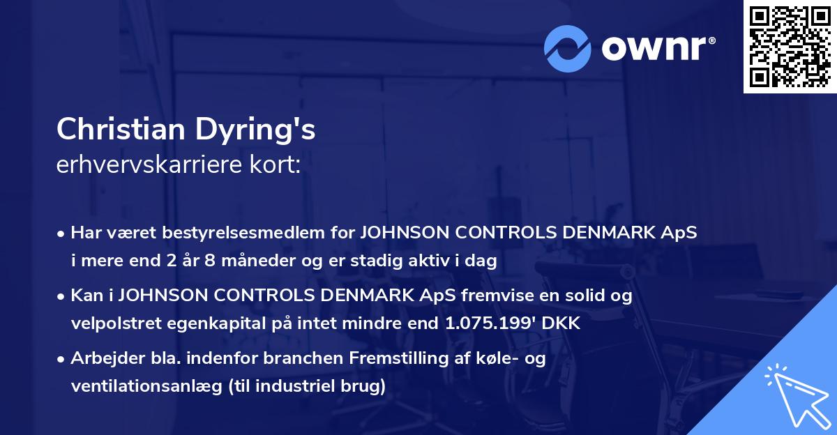 Christian Dyring's erhvervskarriere kort