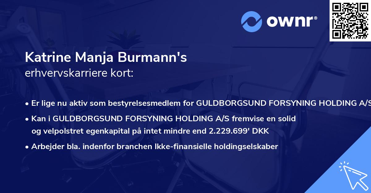 Katrine Manja Burmann's erhvervskarriere kort