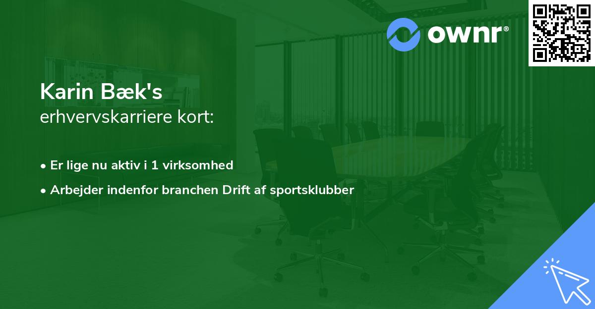 Karin Bæk's erhvervskarriere kort