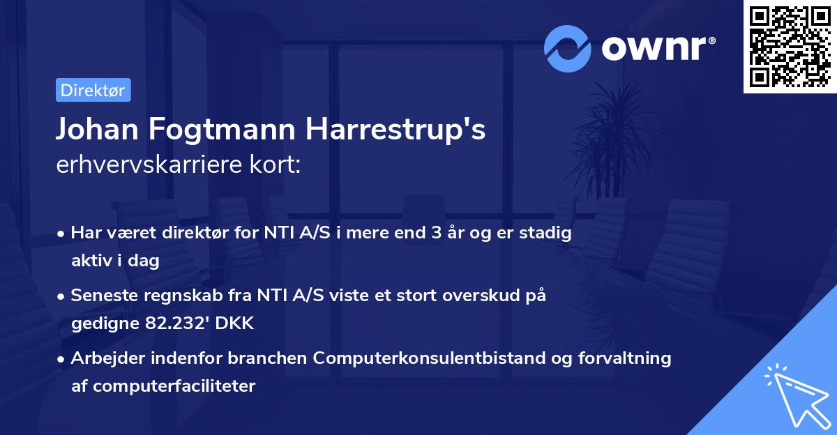 Johan Fogtmann Harrestrup's erhvervskarriere kort