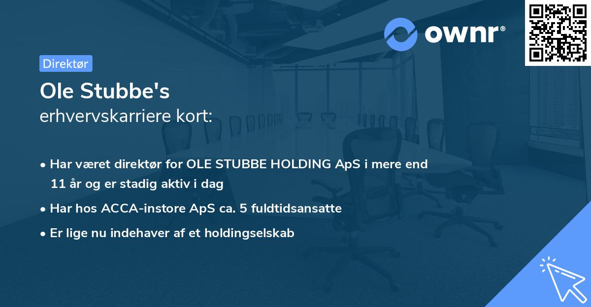 Ole Stubbe's erhvervskarriere kort