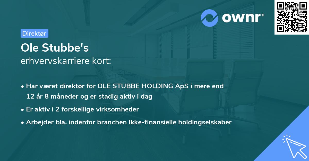 Ole Stubbe's erhvervskarriere kort