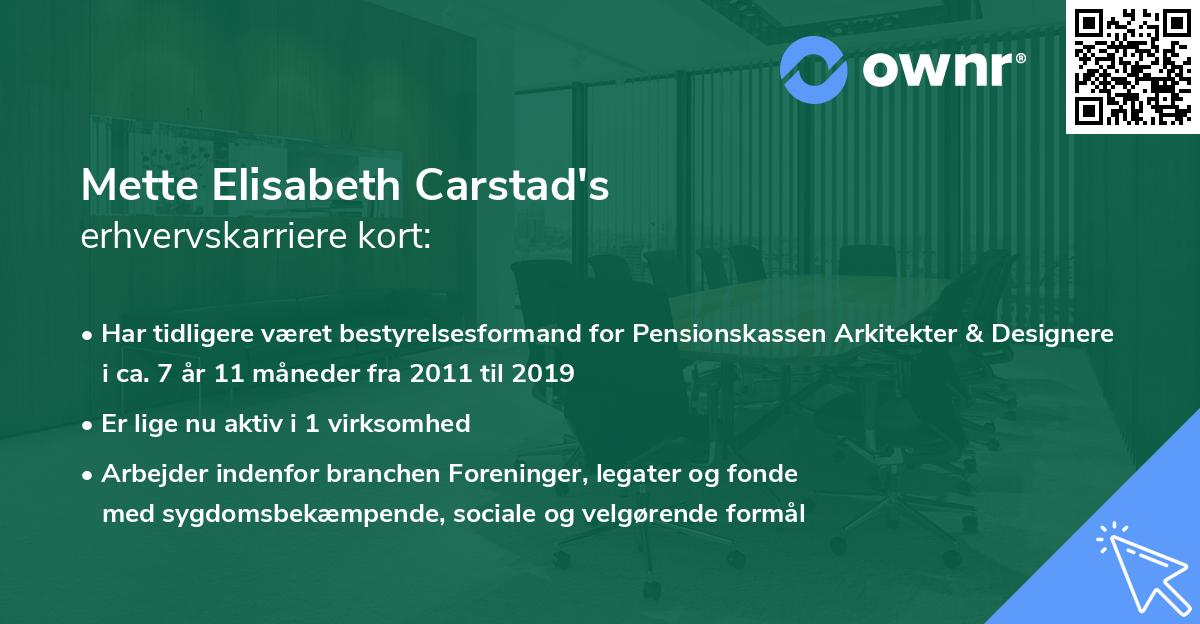 Mette Elisabeth Carstad's erhvervskarriere kort