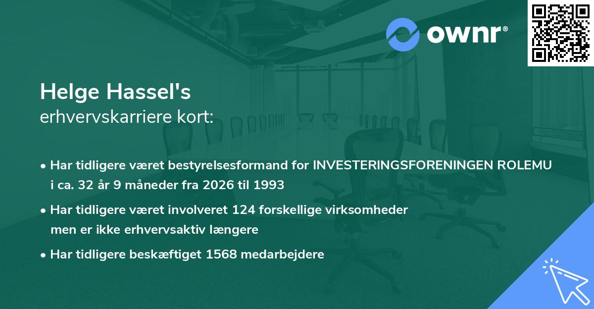 Helge Hassel's erhvervskarriere kort