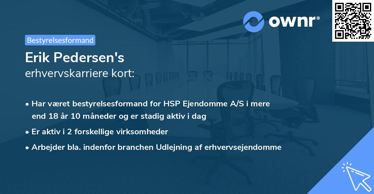 Erik Pedersen's erhvervskarriere kort
