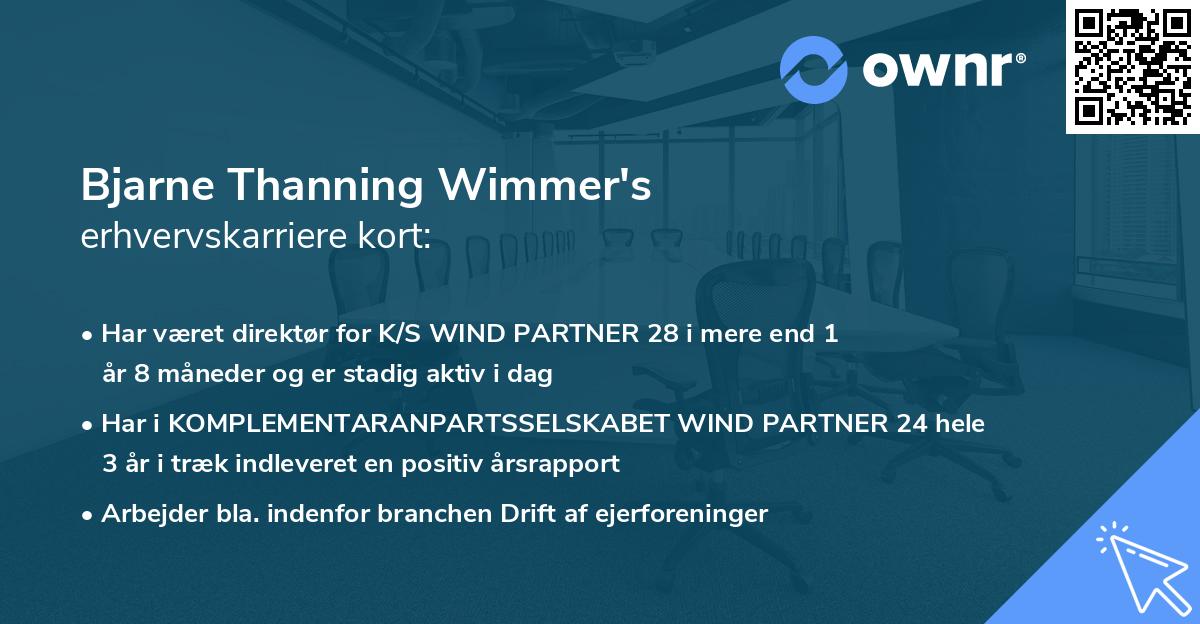 Bjarne Thanning Wimmer's erhvervskarriere kort