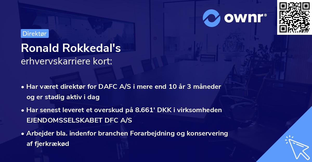 Ronald Rokkedal's erhvervskarriere kort