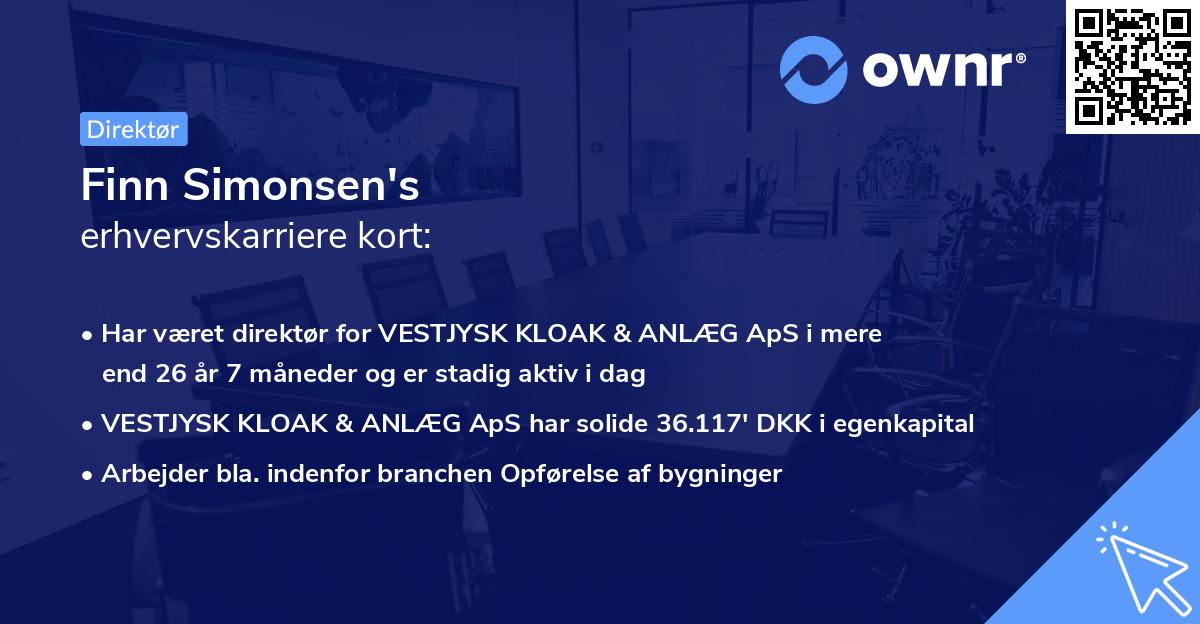 Finn Simonsen's erhvervskarriere kort