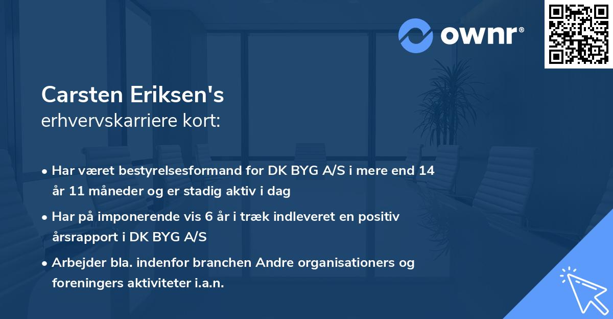 Carsten Eriksen's erhvervskarriere kort