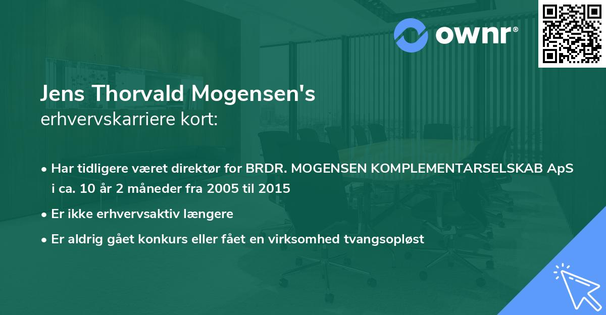 Jens Thorvald Mogensen's erhvervskarriere kort