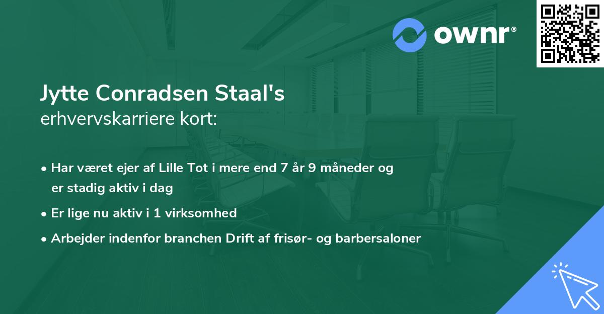 Jytte Conradsen Staal's erhvervskarriere kort