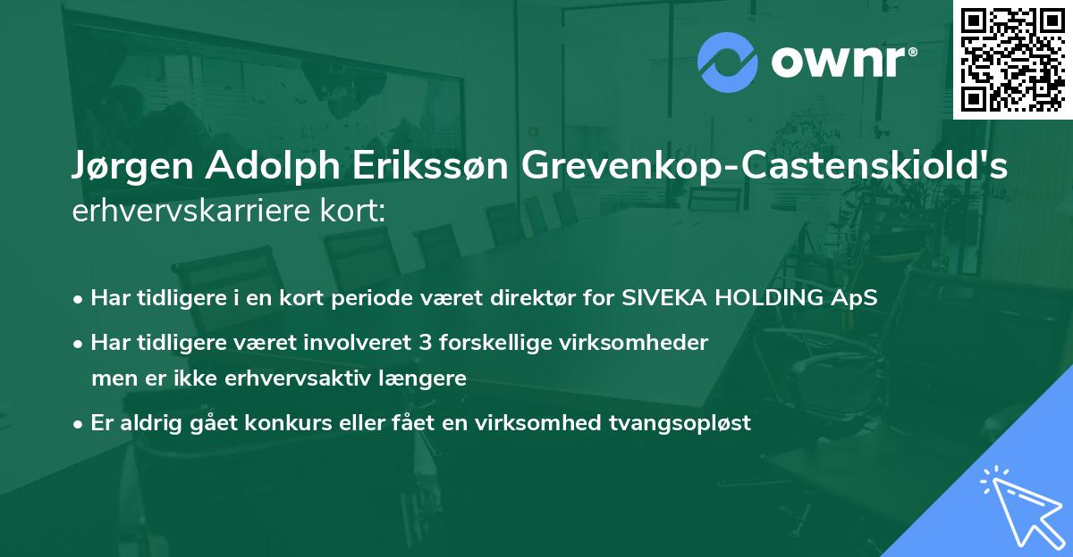 Jørgen Adolph Erikssøn Grevenkop-Castenskiold's erhvervskarriere kort