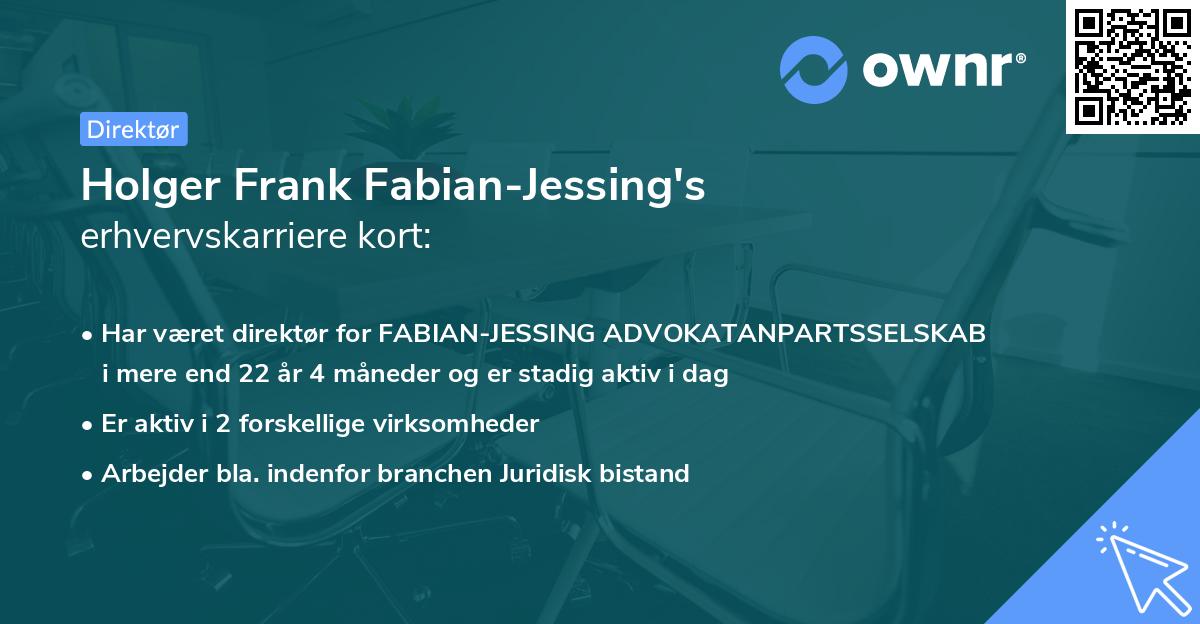 Holger Frank Fabian-Jessing's erhvervskarriere kort