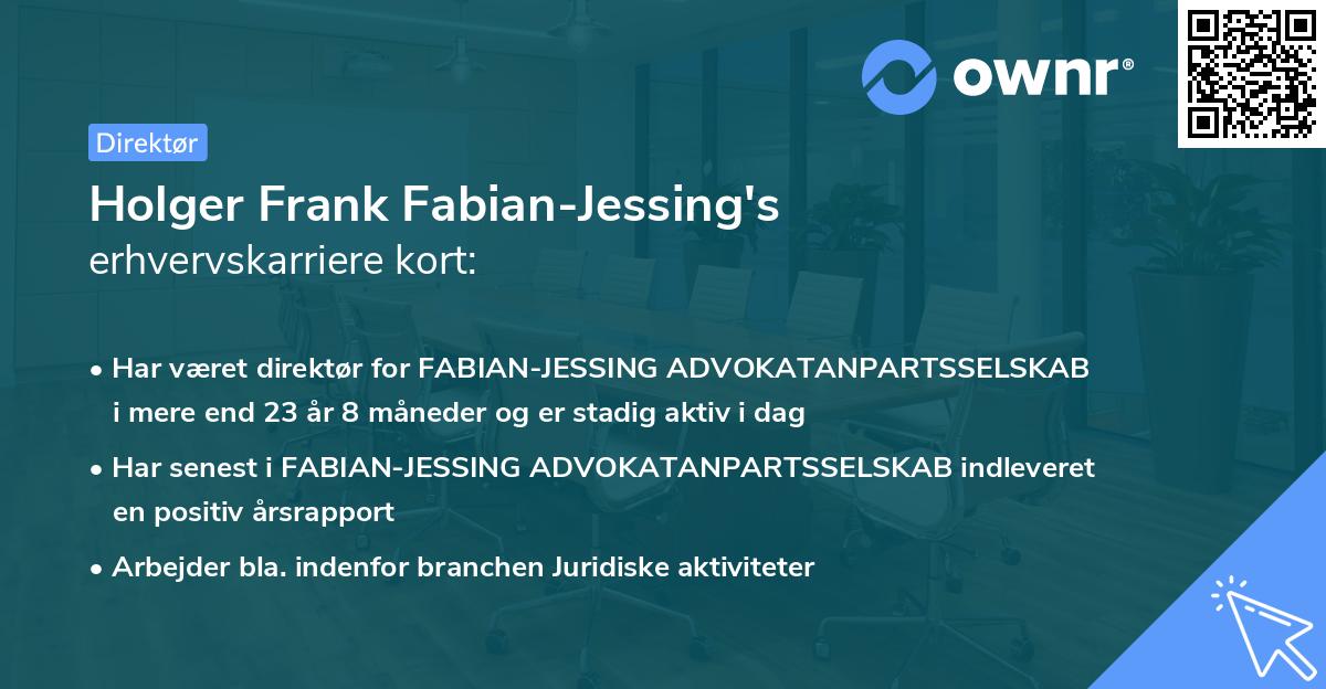 Holger Frank Fabian-Jessing's erhvervskarriere kort