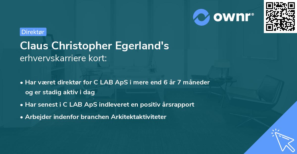 Claus Christopher Egerland's erhvervskarriere kort