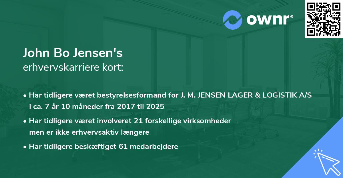 John Bo Jensen's erhvervskarriere kort