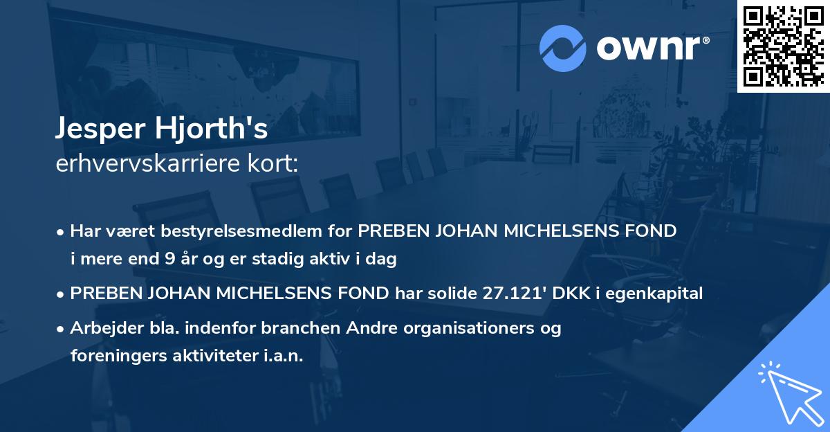 Jesper Hjorth's erhvervskarriere kort
