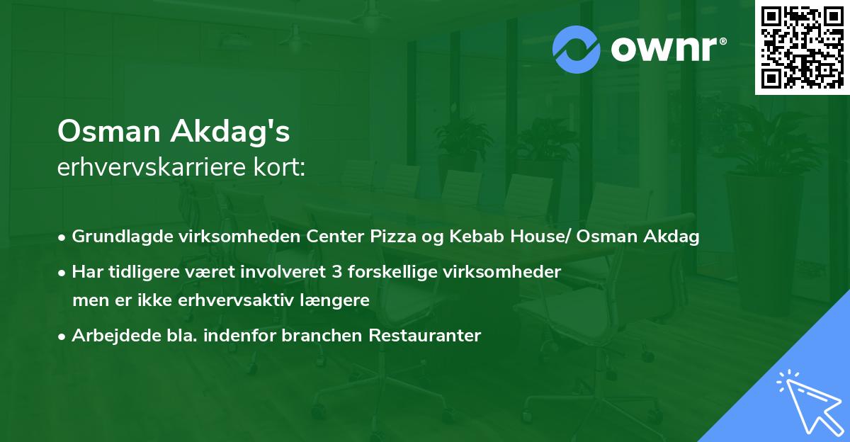 Osman Akdag's erhvervskarriere kort