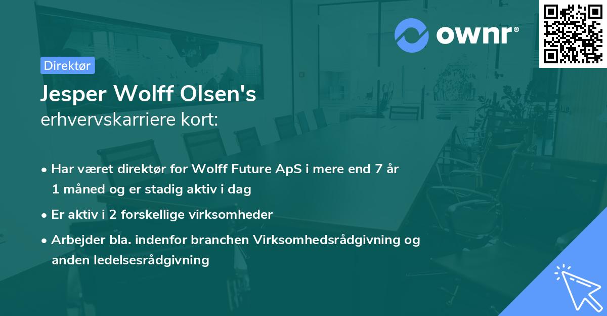 Jesper Wolff Olsen's erhvervskarriere kort