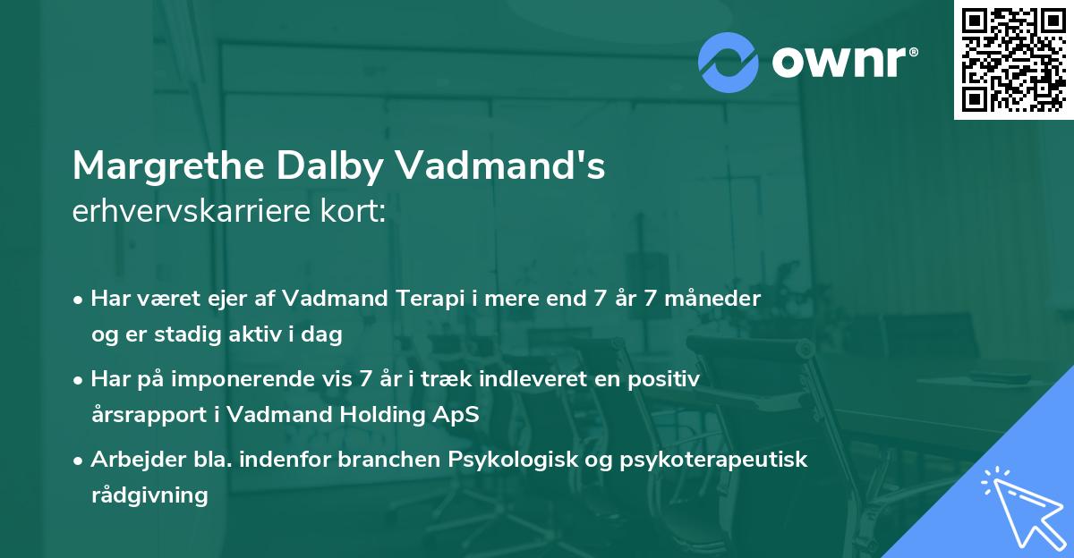 Margrethe Dalby Vadmand's erhvervskarriere kort