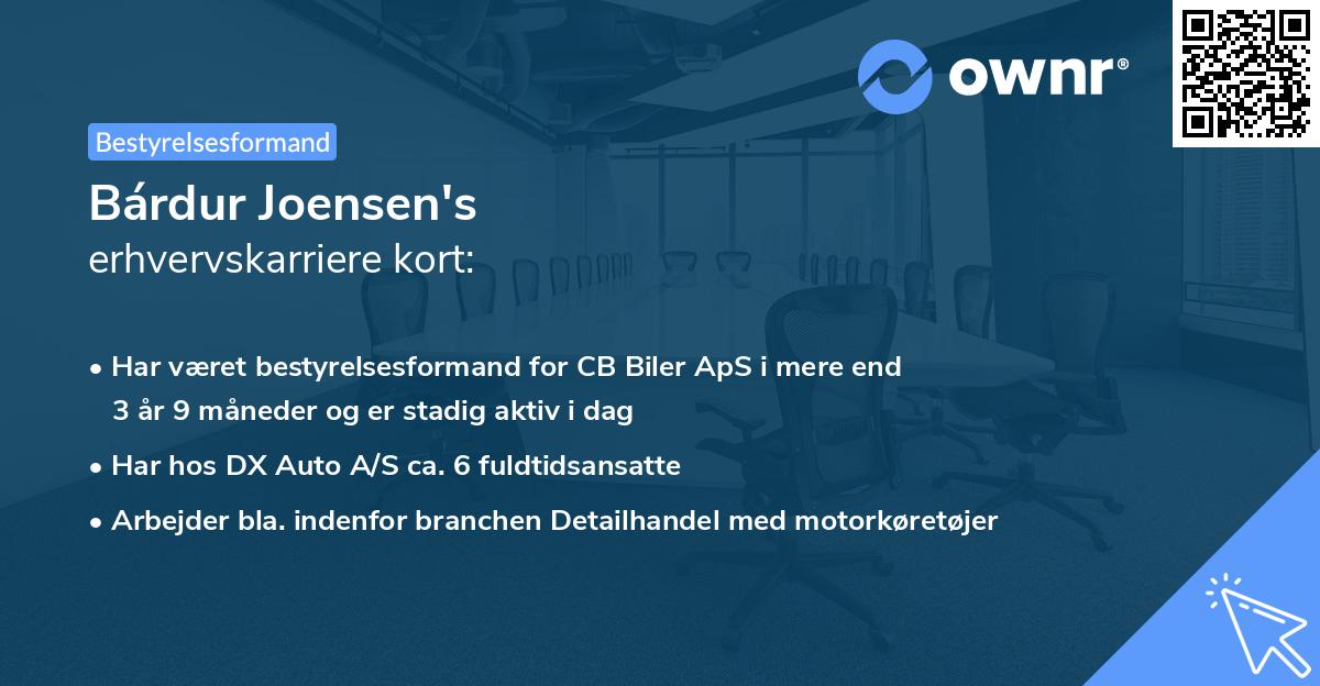 Bárdur Joensen's erhvervskarriere kort