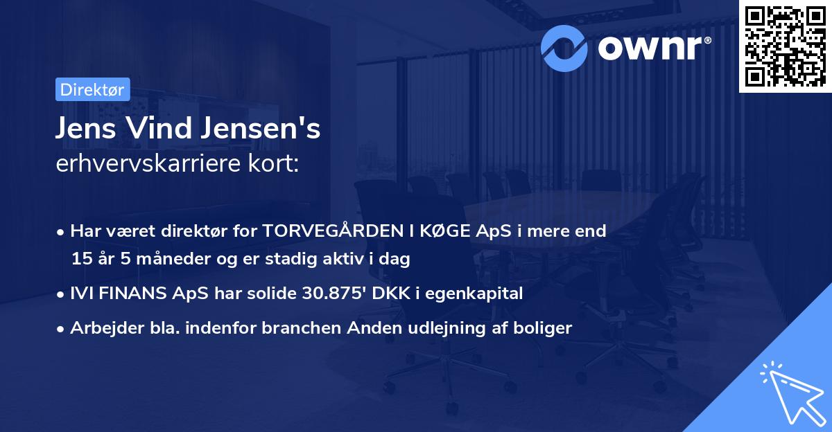 Jens Vind Jensen's erhvervskarriere kort