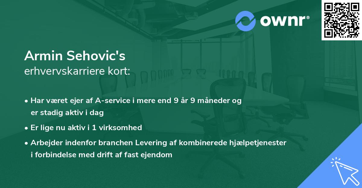 Armin Sehovic's erhvervskarriere kort