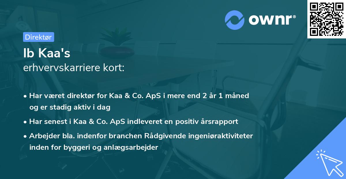 Ib Kaa's erhvervskarriere kort