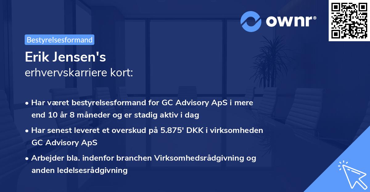 Erik Jensen's erhvervskarriere kort