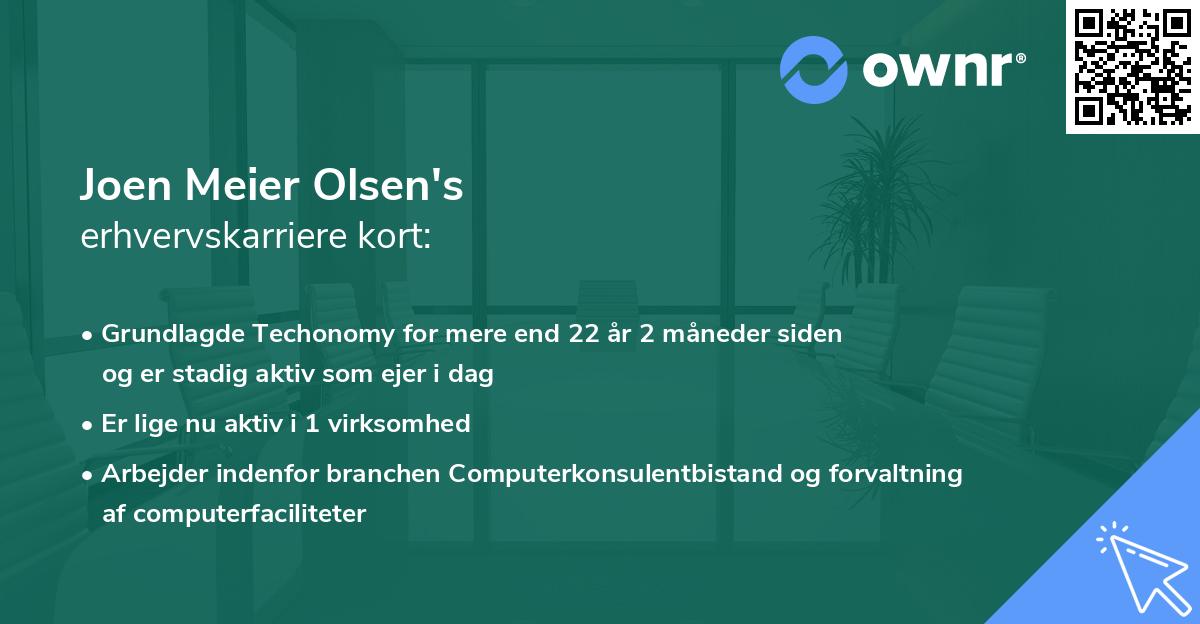 Joen Meier Olsen's erhvervskarriere kort