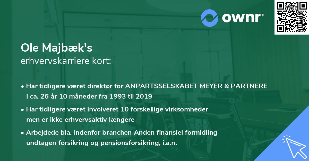 Ole Majbæk's erhvervskarriere kort