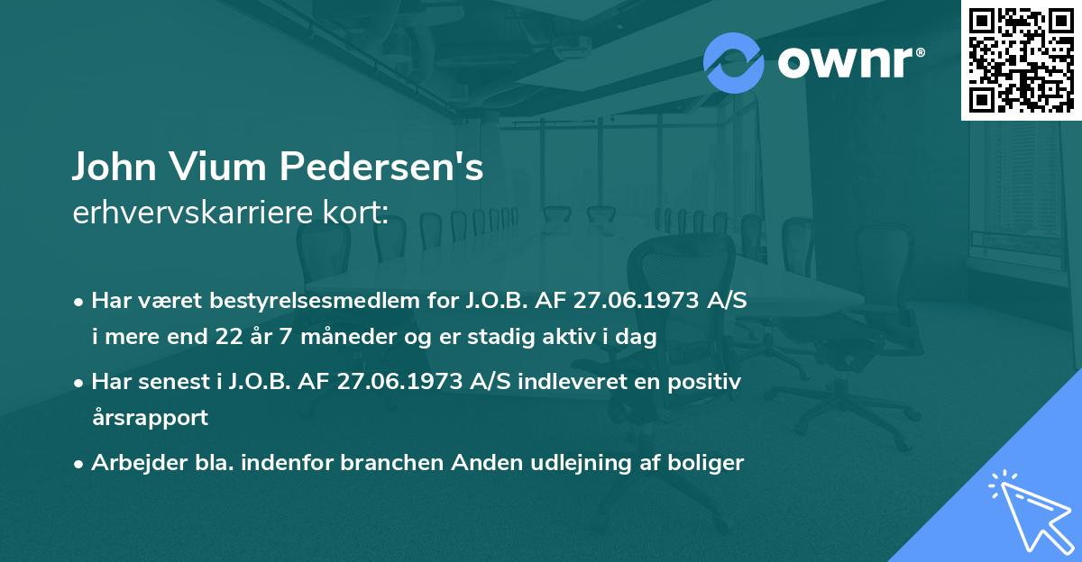 John Vium Pedersen's erhvervskarriere kort
