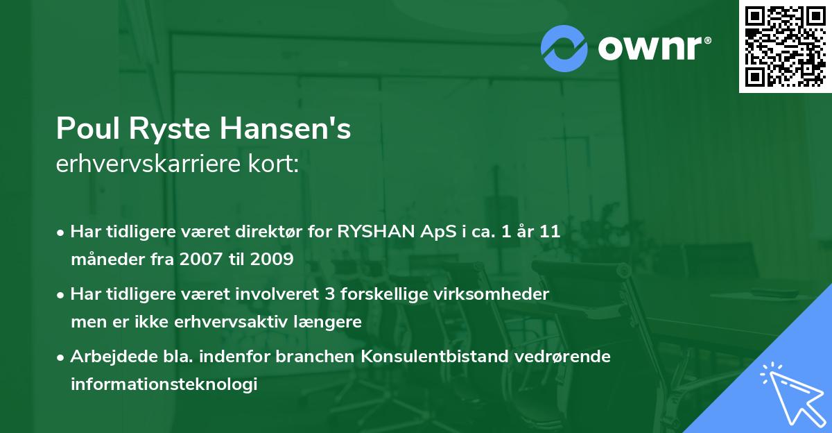 Poul Ryste Hansen's erhvervskarriere kort
