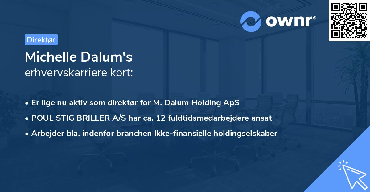 Michelle Dalum's erhvervskarriere kort