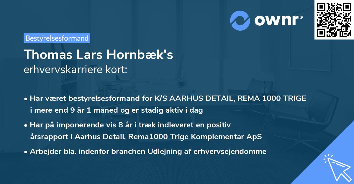 Thomas Lars Hornbæk's erhvervskarriere kort