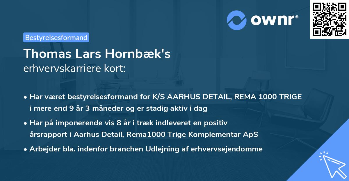 Thomas Lars Hornbæk's erhvervskarriere kort