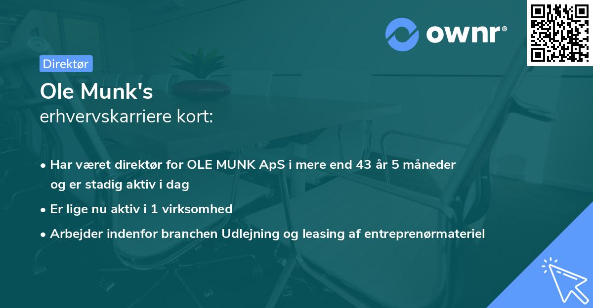 Ole Munk's erhvervskarriere kort