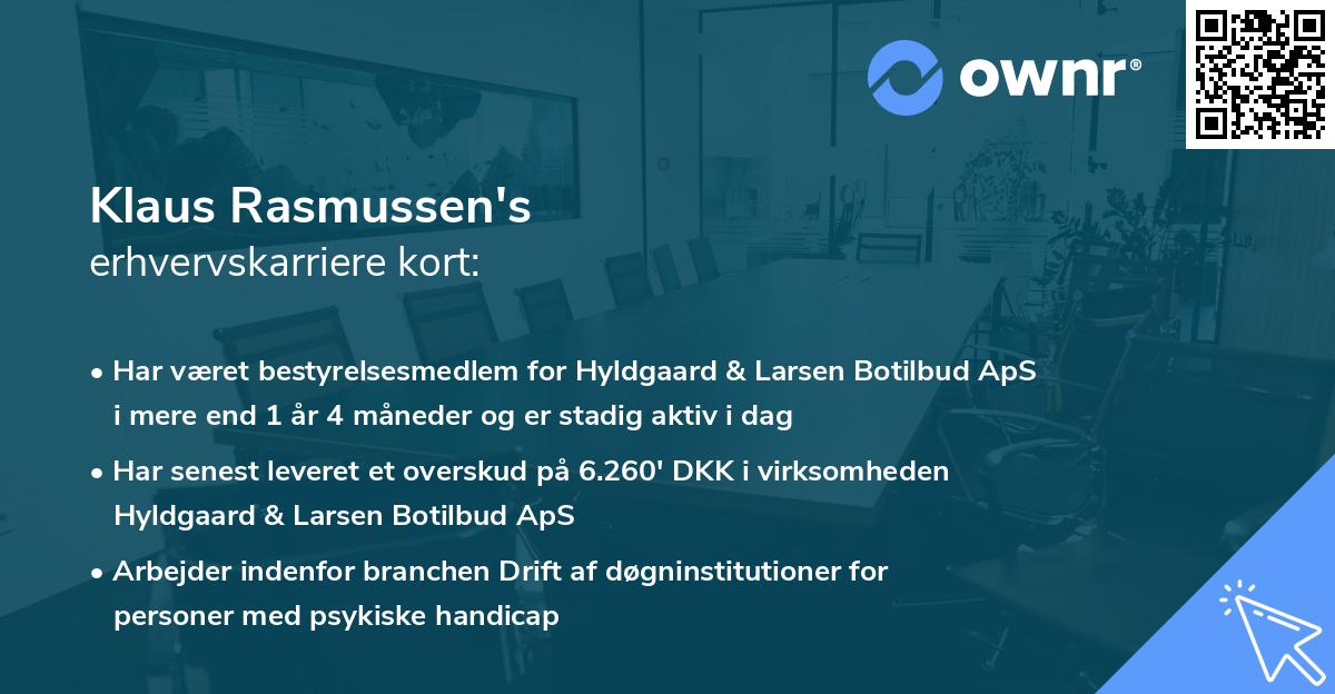 Klaus Rasmussen's erhvervskarriere kort