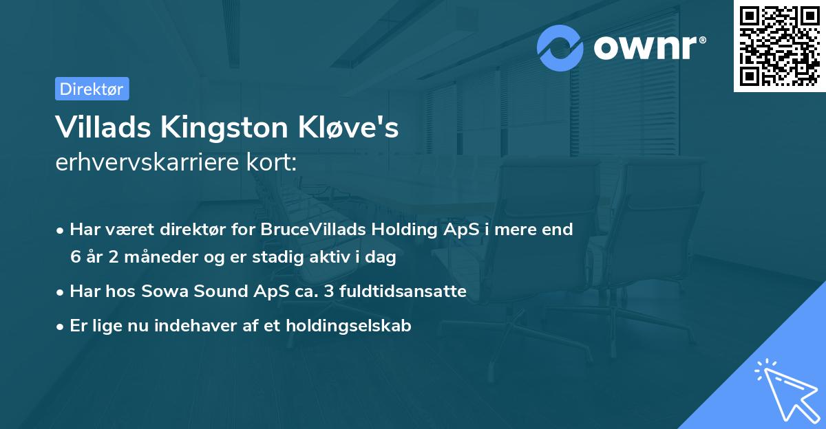 Villads Kingston Kløve's erhvervskarriere kort