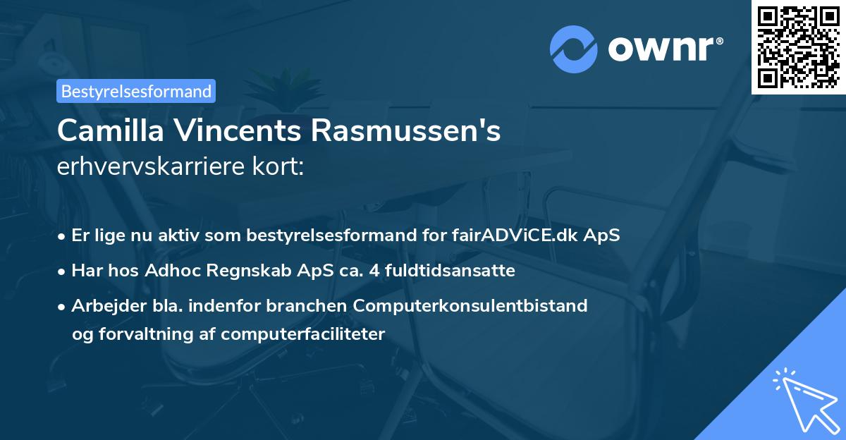 Camilla Vincents Rasmussen's erhvervskarriere kort
