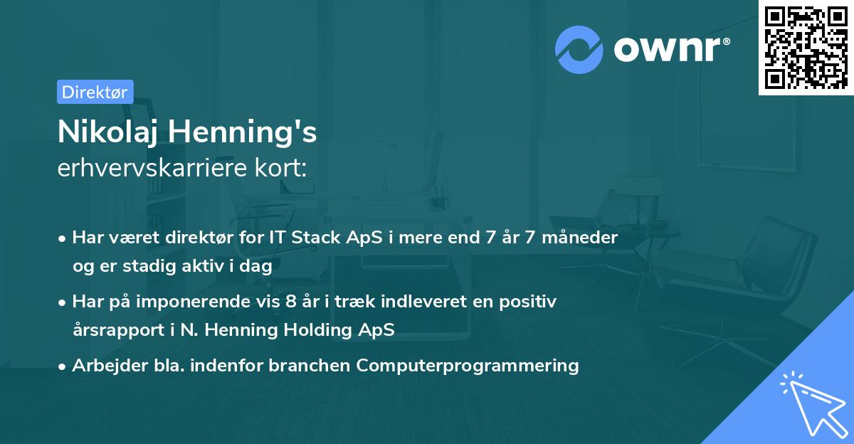 Nikolaj Henning's erhvervskarriere kort