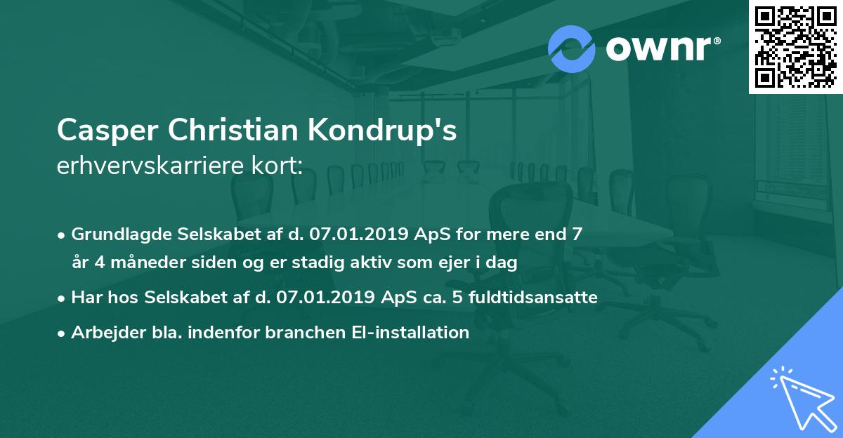 Casper Christian Kondrup's erhvervskarriere kort