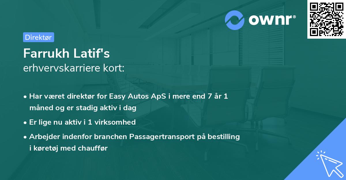 Farrukh Latif's erhvervskarriere kort