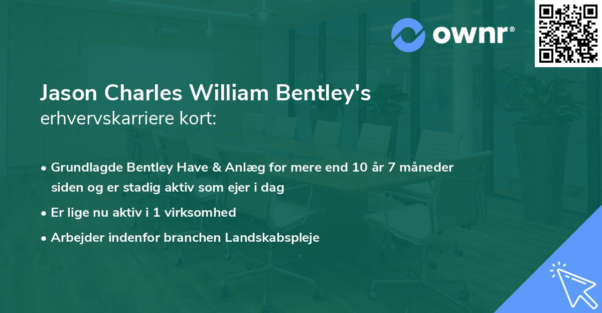 Jason Charles William Bentley's erhvervskarriere kort